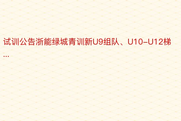 试训公告浙能绿城青训新U9组队、U10-U12梯...